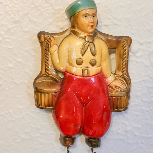Vintage Dutch Boy Chalkware Wall Hanging with Hooks for Hot Pads, Towels or Keys - Picture 4 of 5